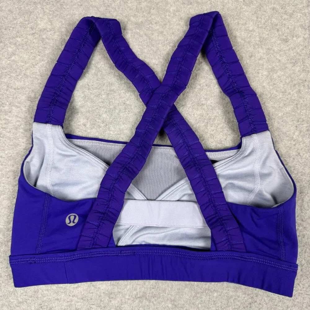 Lululemon Inner Heart Sports Bra Bruised Berry/Cool Breeze Cross Back - Size 4